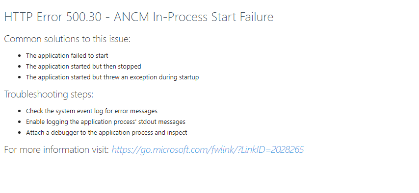 WorkFine打开后提示HTTP Error 500.30 – ANCM In-Process Start Failure-习听风雨