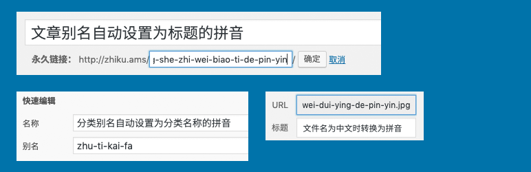 Wenprise Pinyin Slug 插件——自动转换 WordPress URL 中的中文文章别名、分类项目别名、图片文件名称为汉语拼音或英文翻译-习听风雨